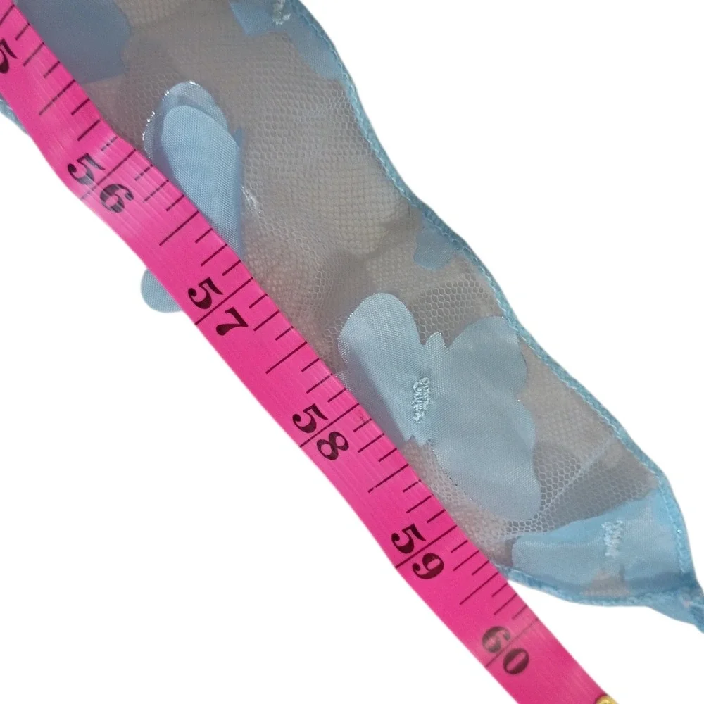 Light Blue 3D Butterfly Mesh Head Scarf Babushka Kerchief Fairycore‎ Accessory